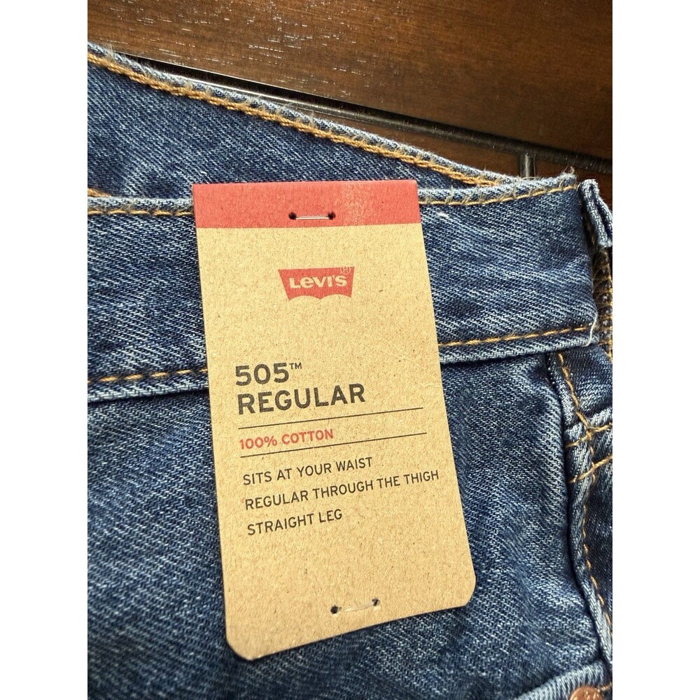 🔥NEW -LEVI’S LEVIS 505 Men’s 36 X 34 Blue Straight Regular Fit Denim Jeans NWT - Picture 6 of 7
